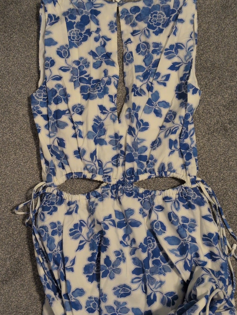 NWT Mon Renn Blue And White Floral Midi Dress Size Small - Picture 7 of 7